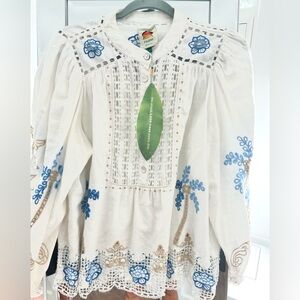 NWT Farm Rio Romantic Richelieu Blouse, L